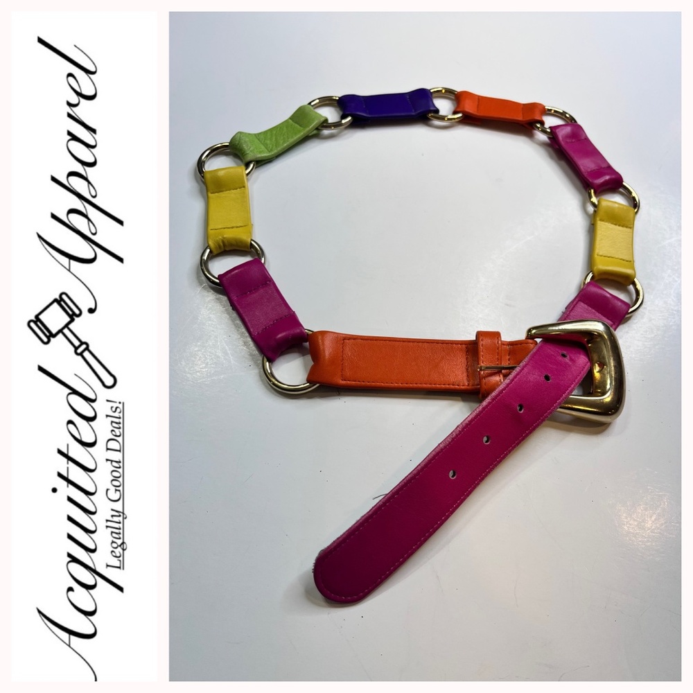 Sandy Duftler Designs Gold Link Multicolor Vintage Belt